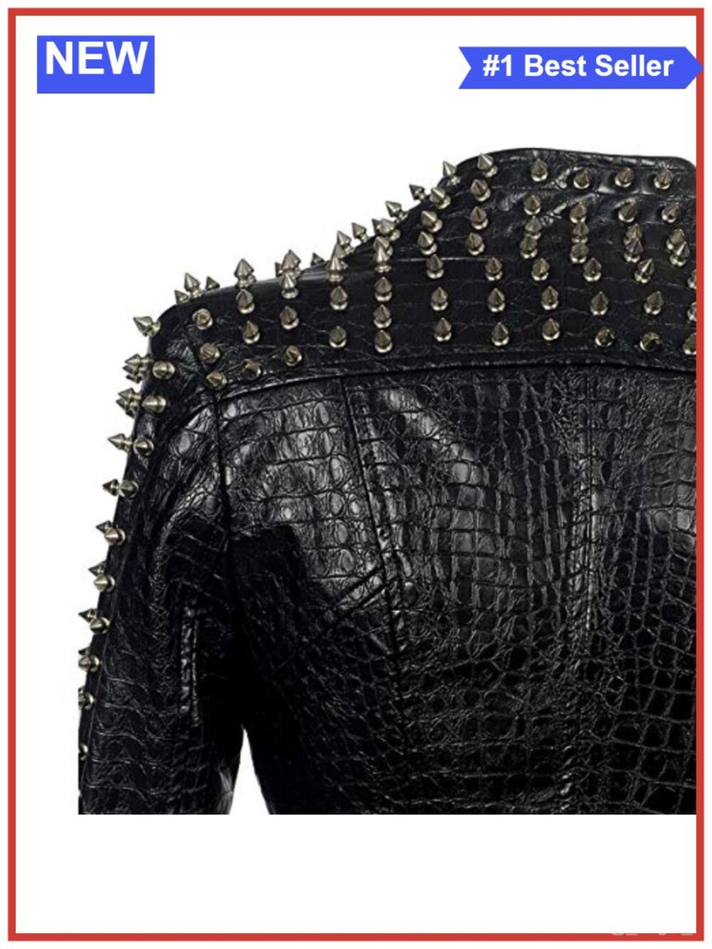 Studded Faux Leather Moto Jacket Rivets Punk Rock Cropped Biker Coat - Picture 2 of 3